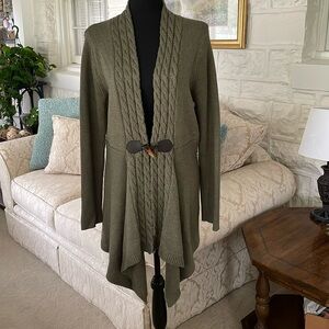 Women’s olive green duster sweater